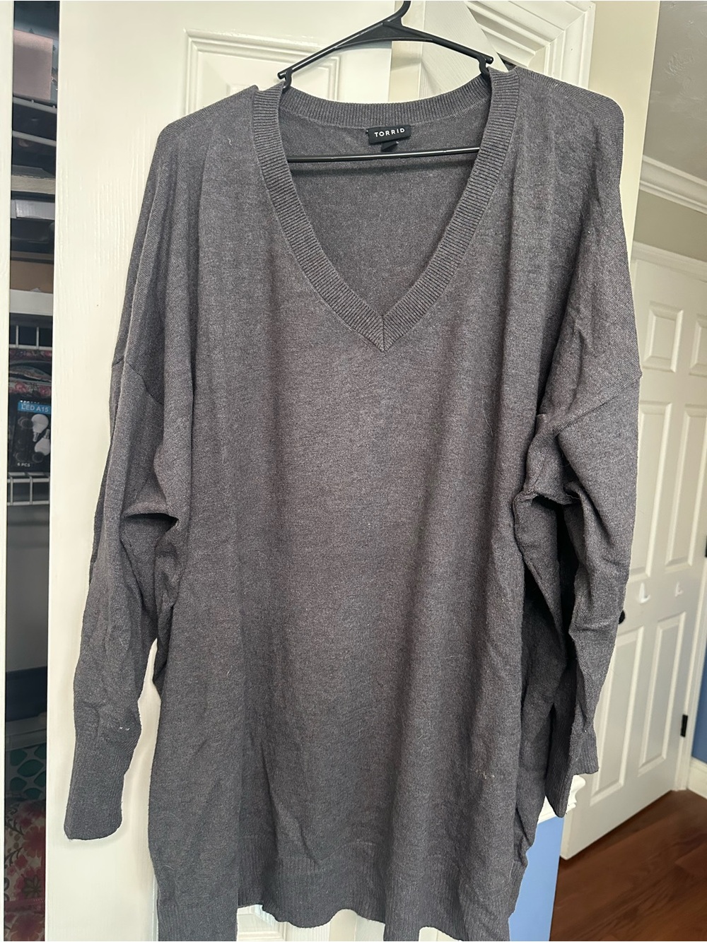 torrid Charcoal Gray V-Neck Long Sleeve Sweater